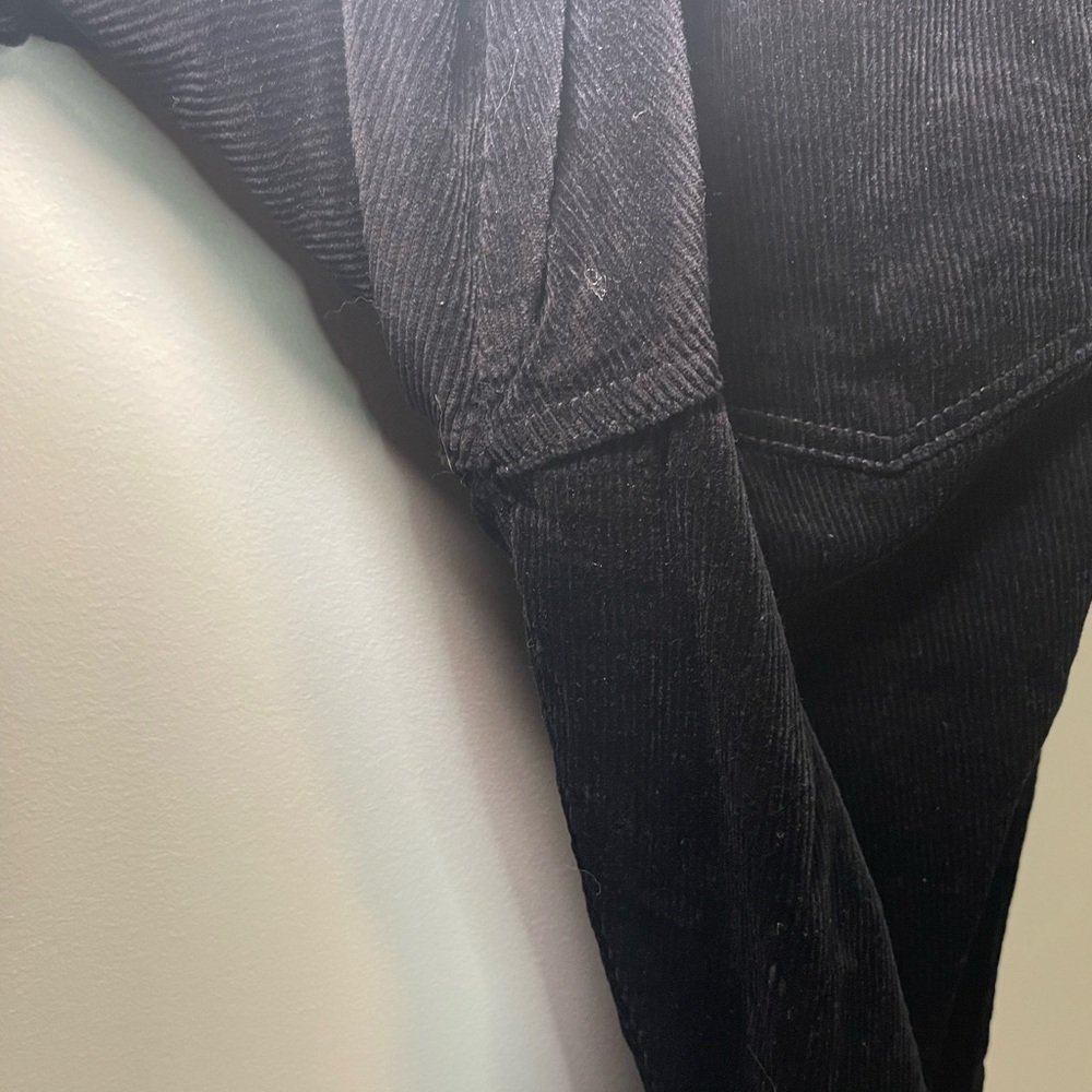 OAT NY women’s black corduroy high rise straight leg cropped raw hem pant sz 30 - Picture 9 of 9